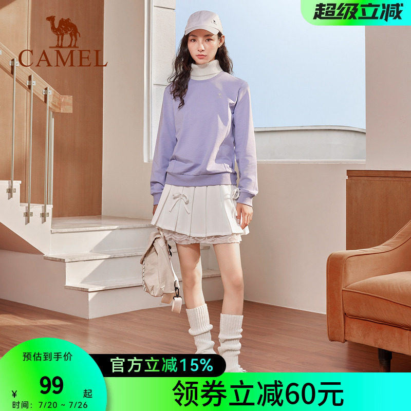 骆驼套头圆领卫衣女新款薄款情侣宽松休闲女装薄款运动服长袖上衣