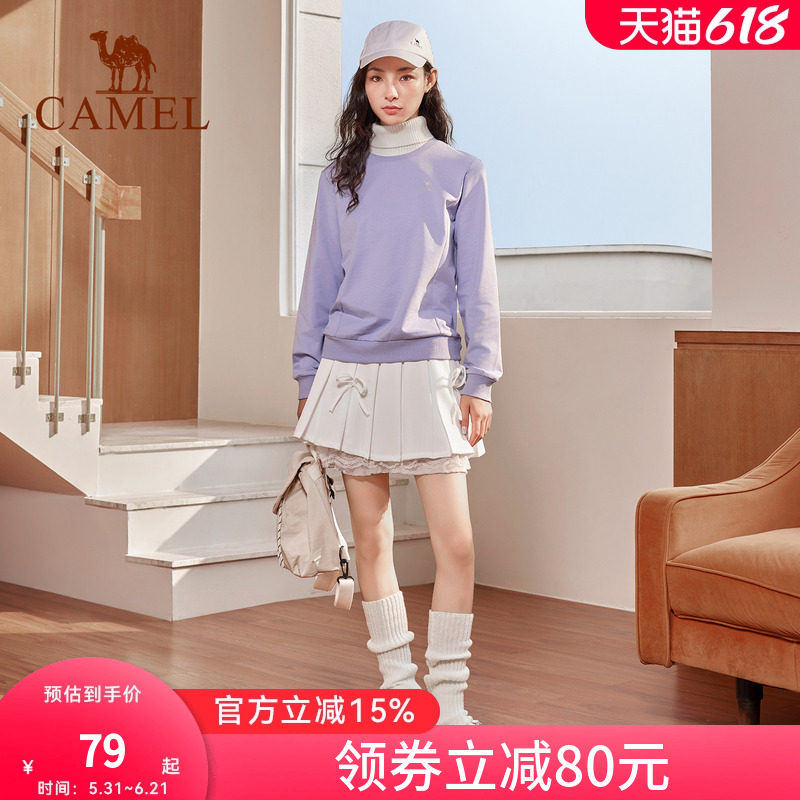 骆驼套头圆领卫衣女新款薄款情侣宽松休闲女装薄款运动服长袖上衣