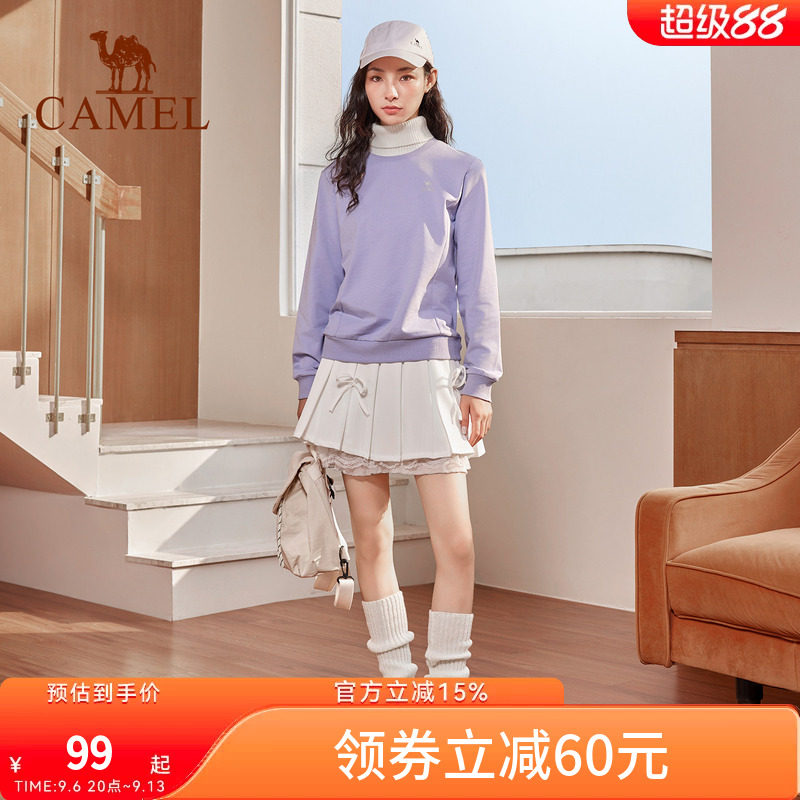 骆驼套头圆领卫衣女新款薄款情侣宽松休闲女装薄款运动服长袖上衣