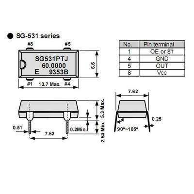 SG-531P 20M 20.000MHZ 20MHZ 直插有源晶振EPSON 4脚 DIP-4 低频