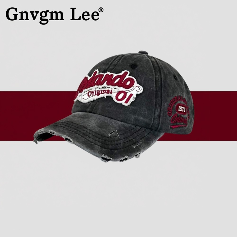 GnvgmLee日本设计师联名款复古做旧鸭舌帽子字母刺绣牛仔棒球帽子,服饰配件/皮带/帽子/围巾,手帕,淘宝优惠券,粉丝福利购,淘宝优惠卷