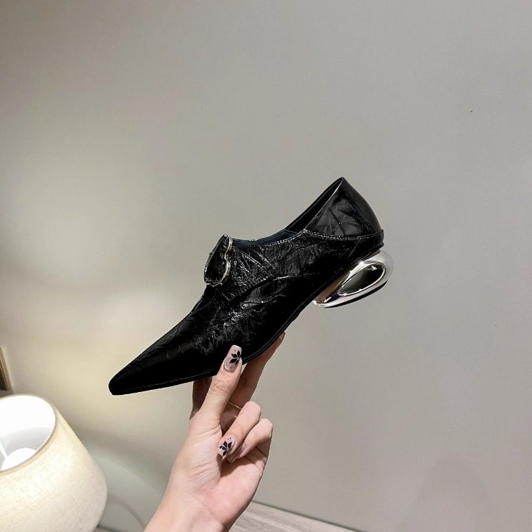 （清仓）春夏低跟尖头时尚百搭包头复古一脚蹬气质粗跟单鞋女