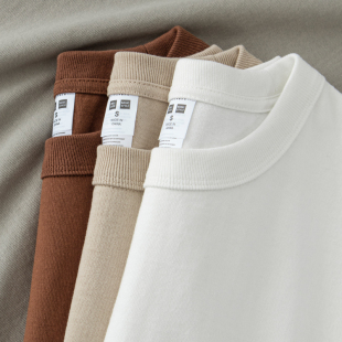 秋冬打底衫 320g重磅短袖 卫衣男款 宽松纯棉内搭长袖 T恤男白色夏季