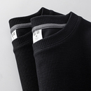 卫衣上衣 男款 黑色华夫格长袖 T恤男秋冬宽松重磅针织内搭打底衫