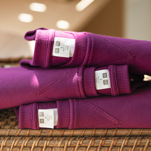 320g重磅圆领卫衣女墨紫色宽松显白百搭秋冬加厚潮上衣男女同款