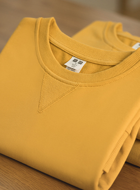 卫衣男款美式情侣秋上衣2025新款潮牌长袖重磅圆领蛋黄色秋冬卫衣