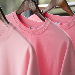 情侣 纯色休闲上衣潮2025新款 秋冬新款 水蜜粉卫衣oversize圆领长袖