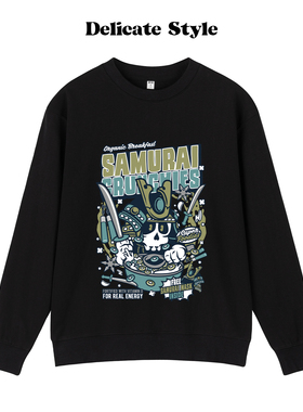 ETQFire卫衣男潮牌美式复古武士骷髅印花宽松圆领潮长袖上衣情侣