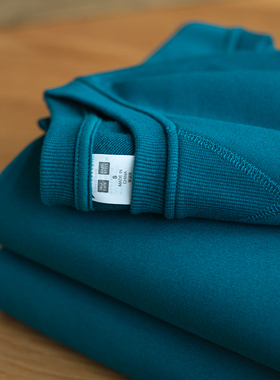 320g重磅圆领宽松卫衣男显白浪漫高级感雀绿色简约百搭上衣秋冬女