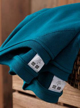 320g卫衣男秋季长袖圆领套头纯色重磅t恤春秋蓝色宽松秋冬宝蓝色