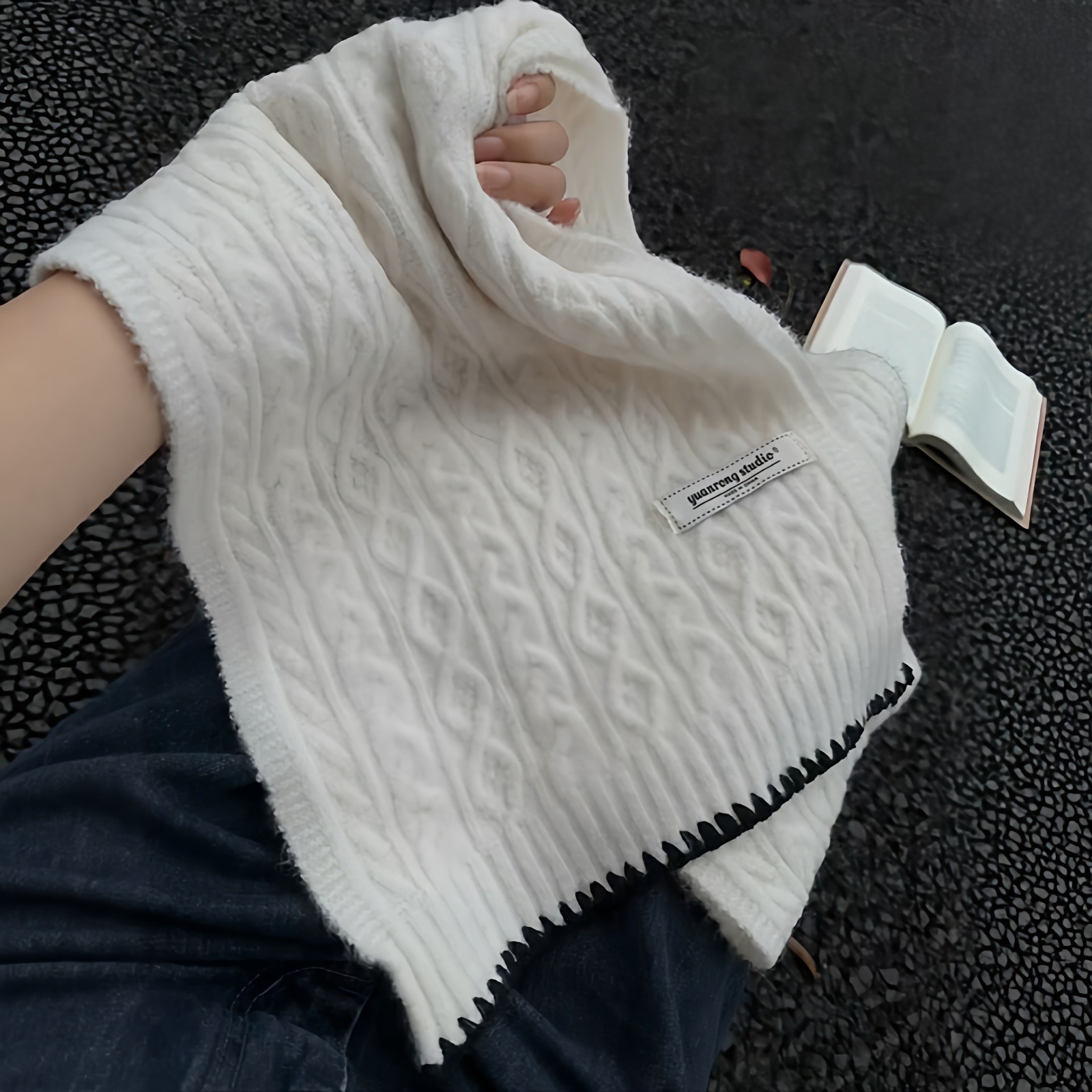 韩国单!羊毛混纺毛线针织!百搭韩版围巾!保暖加厚纯色学生围脖