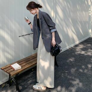 灰色西装外套女款春秋2025新款韩版高级感小个子休闲小西服上衣女