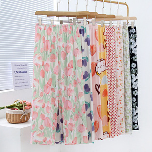 九分裤 孕妇绵绸睡裤 可调节人造棉家居防蚊空调裤 宽松春夏薄款 大码