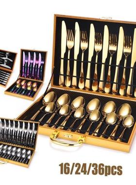 24pcsWestern tableware cutlery set knife fork Silverware Set