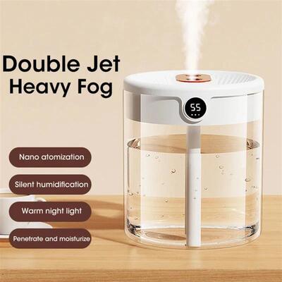 NEW Enhanced Dual Nozzle LED Display Air Humidifier with Nig