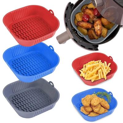 Silicone Air Fryer Pot Tray Food Safe Reusable Square BBQ Ba
