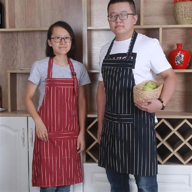 68x78cm Striped Cotton Linen Adult Apron Home Kitchen
