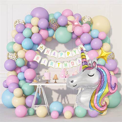 147Pcs Unicorn Birthday Balloons Arch Garland Kit Happy