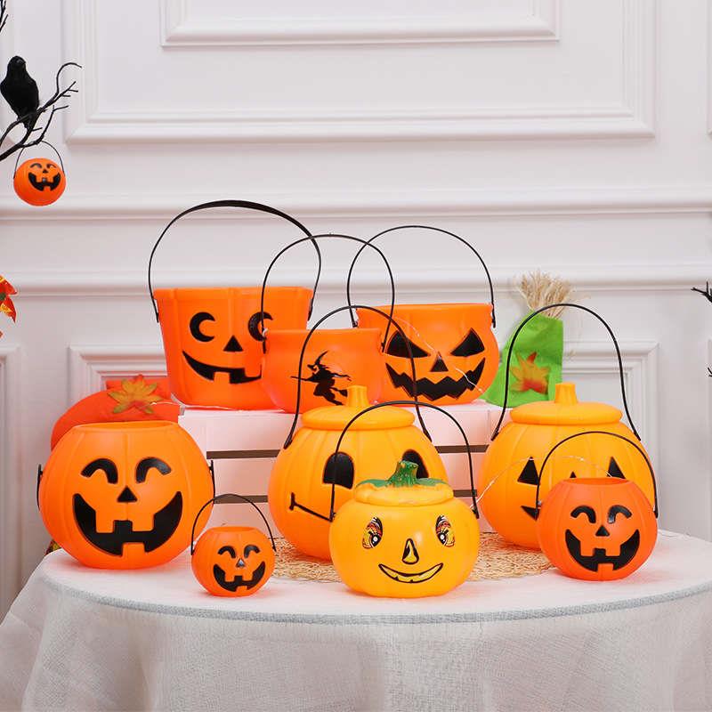 Decorate a pumpkin bucket for Halloween candy bucket南瓜桶