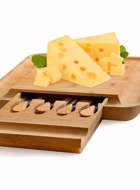 Bamboo Cheese Board with Cutlery Wood Charcuterie Platter Se