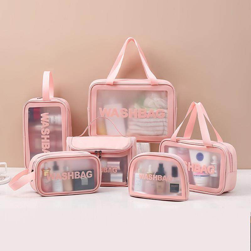 Washbag Clear Handbag PU Travel Storage Bag Cosmetic Makeup