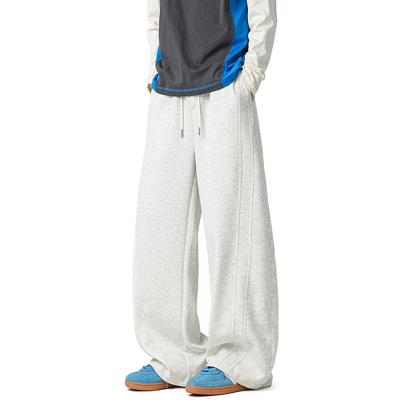 美式风休闲直筒裤男女宽松抽绳阔腿裤春季重磅运动裤白花灰,男装,休闲裤,淘宝优惠券,粉丝福利购,淘宝优惠卷