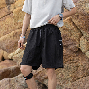 潮流百搭直筒沙滩裤 夏季 男潮牌宽松休闲运动裤 短裤 子 新款