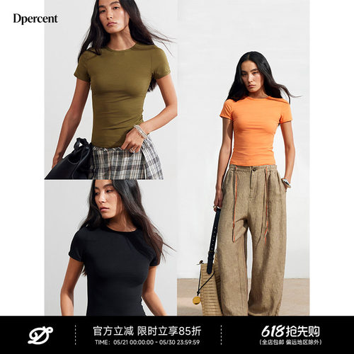 Dpercent丨正肩小圆领修身短袖