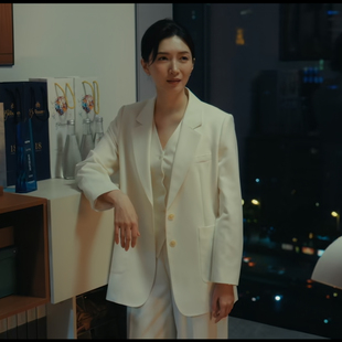 夜色正浓赵玫江疏影同款减龄双扣白色西装套装女职业气质西服套装