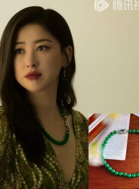 蜜语纪许蜜语朱珠同款颗颗打结天然绿玉髓项链10mm大颗粒帝绿项链