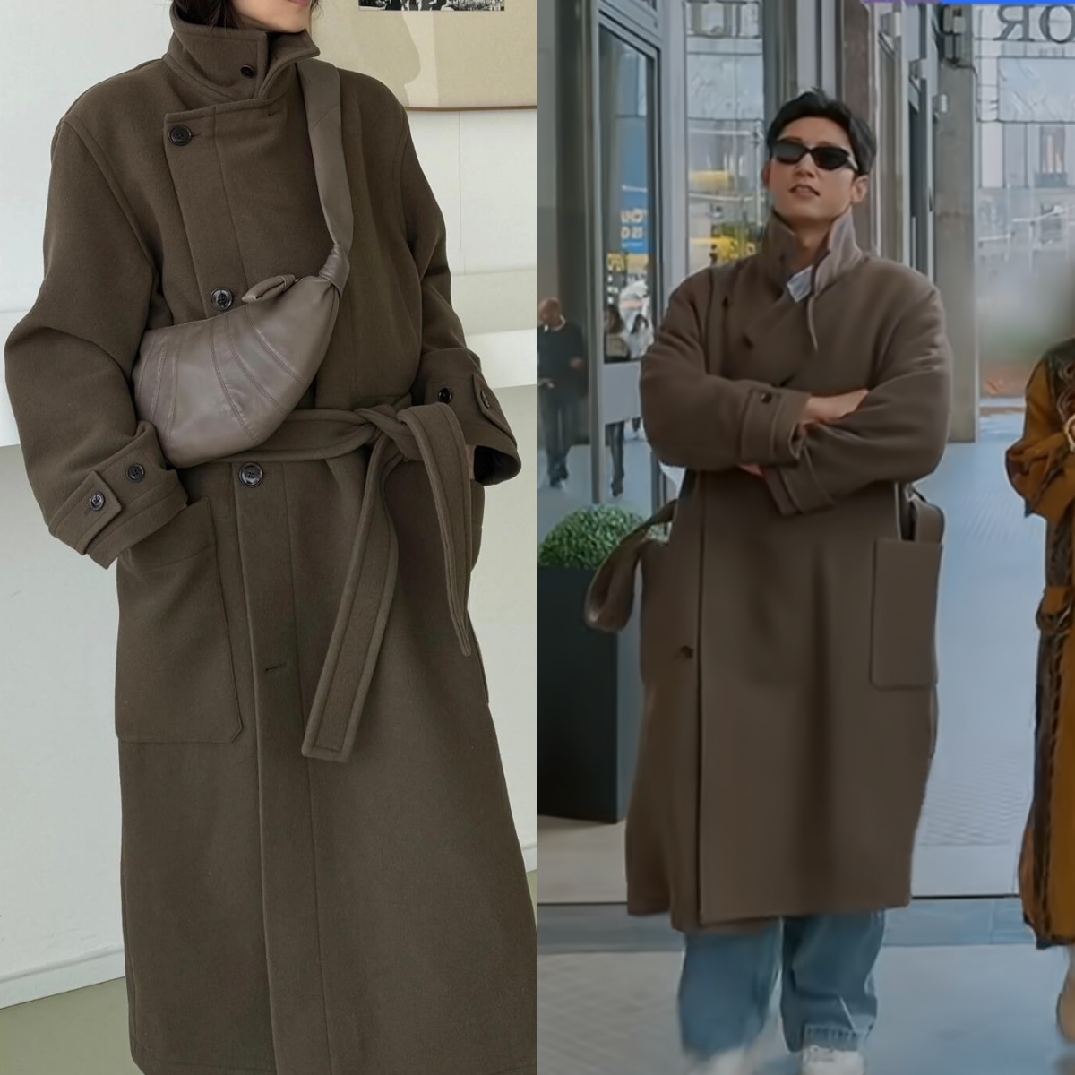 现在就出发黄景瑜同款老钱风轻奢毛大衣男廓形呢大衣秋冬外套情侣