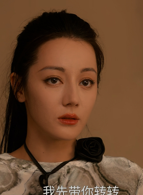 枭起青壤聂九罗迪丽热巴同款缎面颈花立体花朵颈链脖子玫瑰花项链