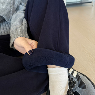 狙击蝴蝶岑矜陈妍希同款奥粒绒加绒运动裤女秋冬显瘦直筒裤阔腿裤