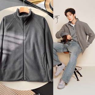 现在就出发王安宇同款秋冬摇粒绒拉链长袖立领保暖夹克卫衣外套男