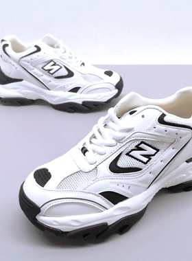 2025夏季真皮女鞋厚底增高老爹鞋N字透气网百搭休闲运动跑步鞋子