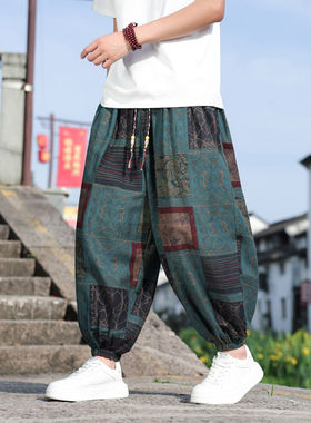 中国风宽松束脚灯笼裤男夏季薄款