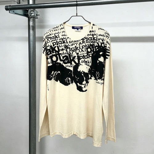 自主17SSJunyaWatanabe 'PTAKI'LongSleeve黑白骷髅字样印花长袖T