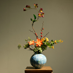 新中式 饰宋韵插花摆件 陶瓷轻奢花瓶花艺民宿酒店电视柜玄关桌面装