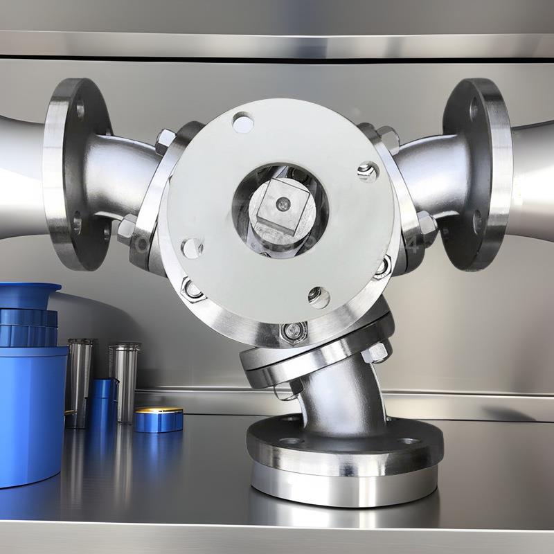 不锈钢三通粉料换向阀45度60度90度120粉体换向法兰球阀多通道