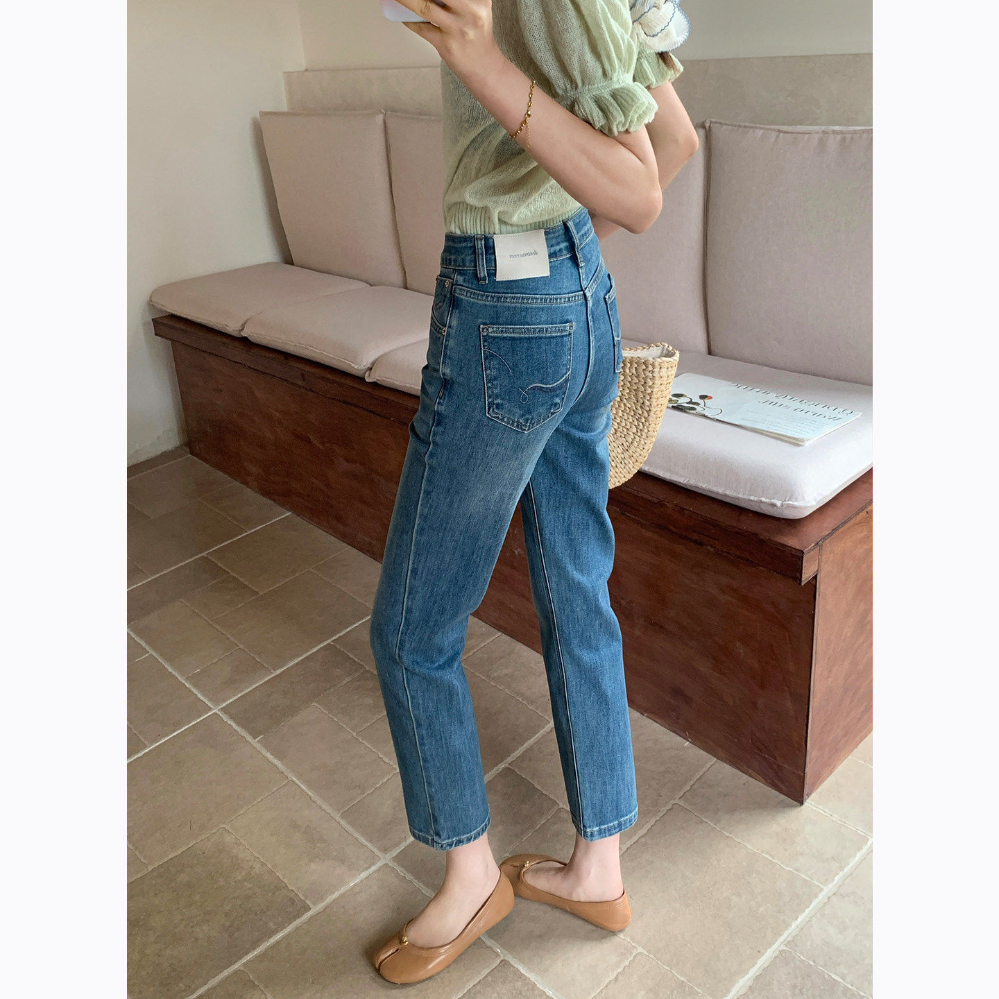 小个子牛仔裤女烟管裤2026年春季新款高腰显瘦超火法棍九分直筒裤