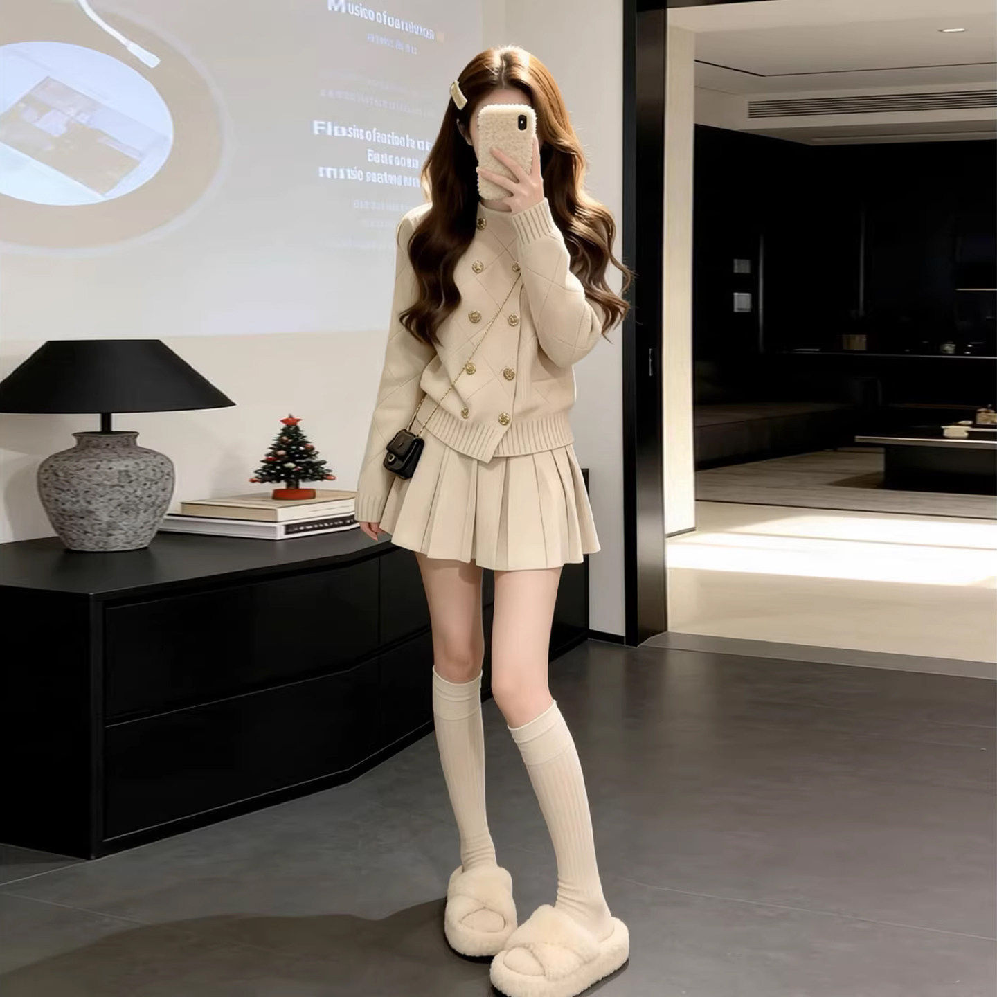 富家千金风毛衣连衣裙子女早春2026新款巨好看穿搭一整套短裙套装