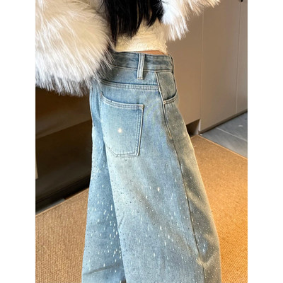 满天星烫钻牛仔裤女春大
