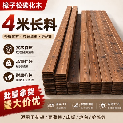 防腐木碳化木板木条松木吊顶庭院户外葡萄架装饰龙骨4米木方定制