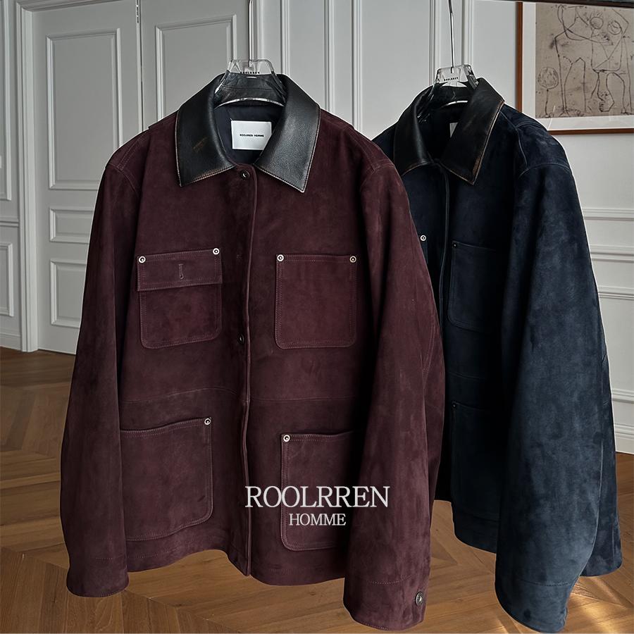 做旧秋冬高端复古反绒皮衣外套