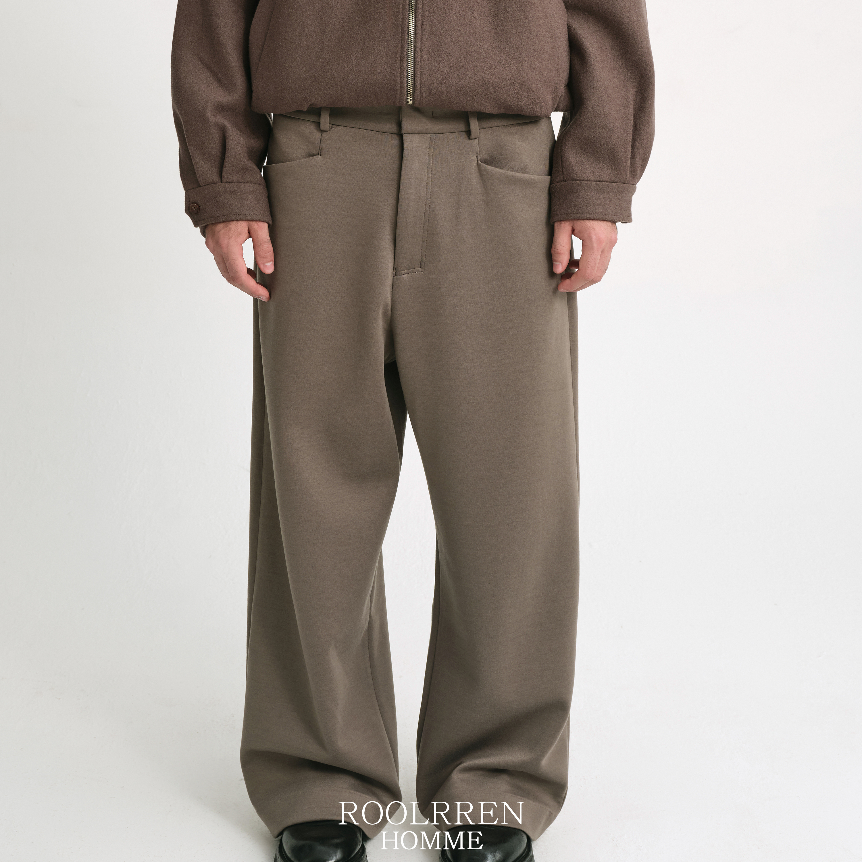 ROOLRREN 空气层垂感顺滑松弛简约通勤直筒西裤式休闲长裤