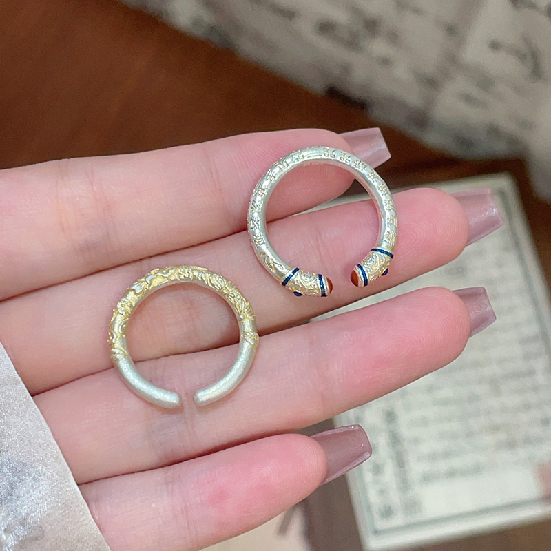 描金开口可调节足银戒指个性设计