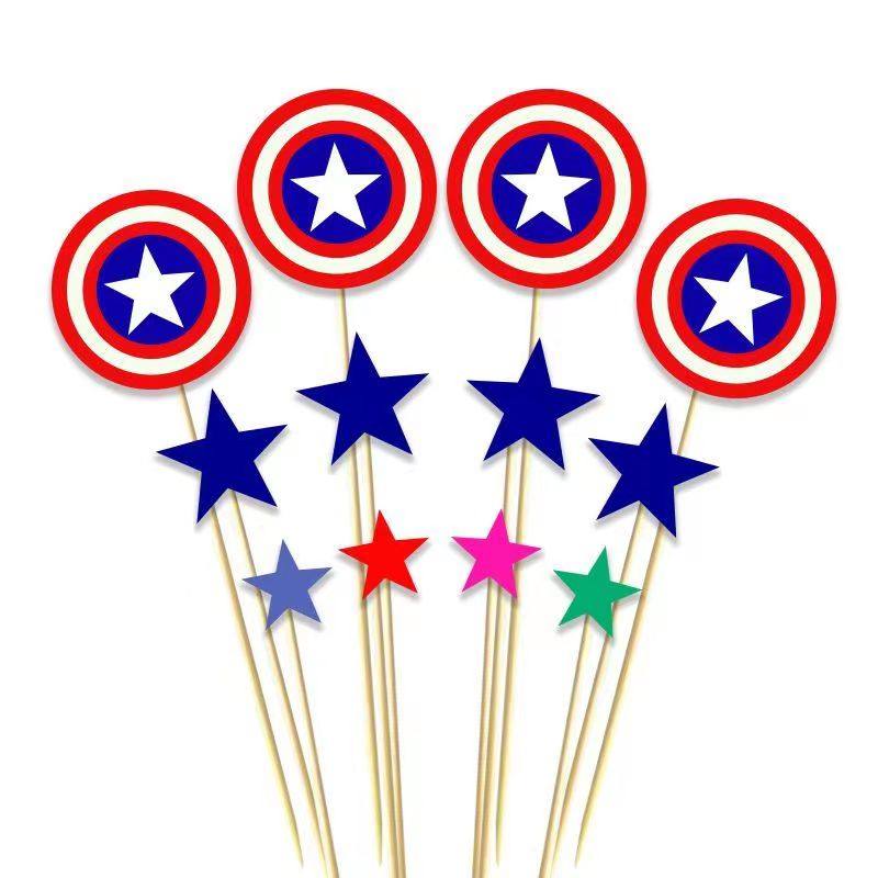 新款生日蛋糕插牌烘焙装饰插旗美国队长竹签套装生日派对用品插件,节庆用品/礼品,节日装扮用品,淘宝优惠券,粉丝福利购,淘宝优惠卷