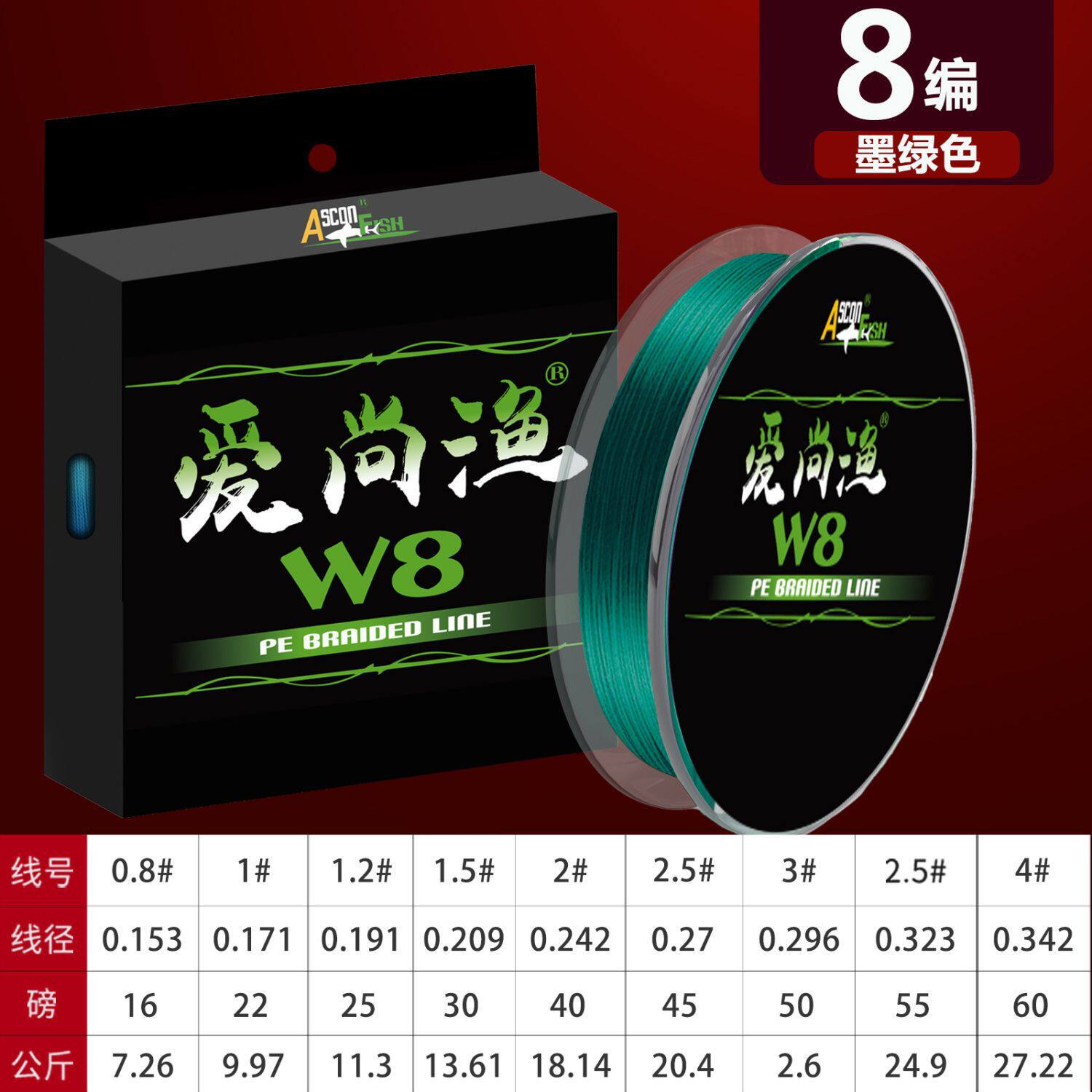 原丝新款爱尚渔不褪色pe线路亚8编主线8股路亚线纺车轮鱼线