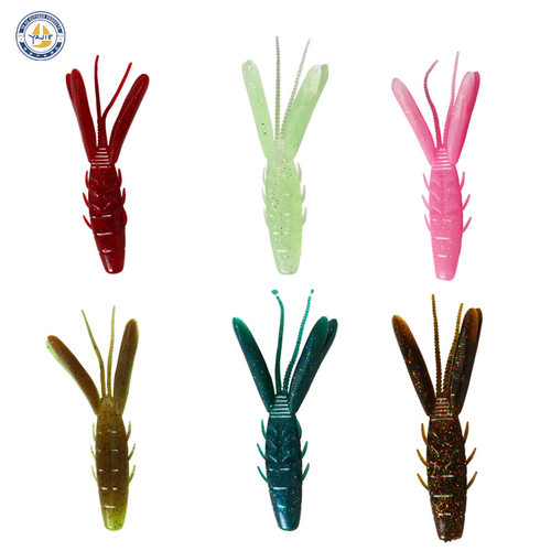 90mm/7.2g虾型软饵Crayfish倒钓德州钓组软虫路亚黑坑鲈鱼饵6PCS