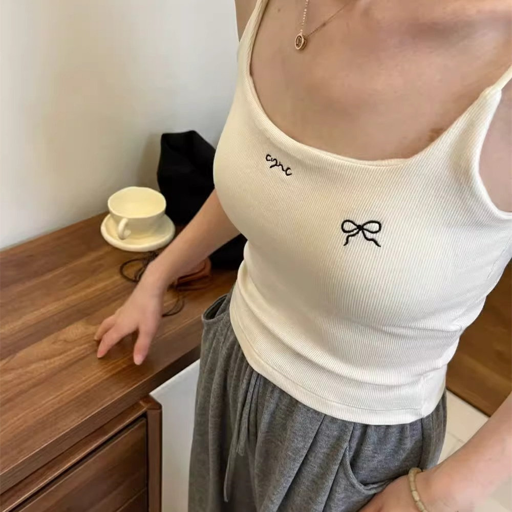 2024爆早秋蝴蝶结吊带背心女带胸垫时尚性感修身抹胸内搭细带美背,女装/女士精品,背心吊带,淘宝优惠券,粉丝福利购,淘宝优惠卷